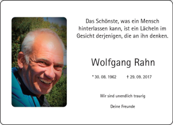 Traueranzeige von Wolfgang Rahn von  Gießener Anzeiger