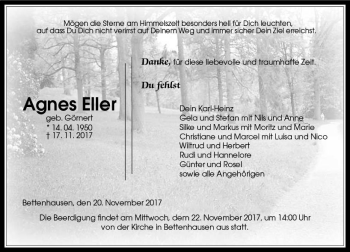 Traueranzeige von Agnes Eller von  Gießener Anzeiger