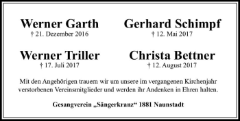 Traueranzeige von Christa Bettner von  Usinger Anzeiger