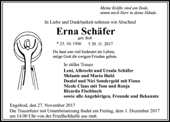 Traueranzeige von Erna Schäfer von VRM Trauer