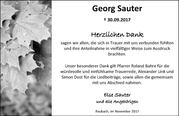Traueranzeige von Georg Sauter von Trauerportal Echo Online