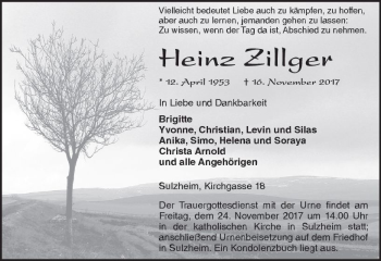 Traueranzeige von Heinz Zillger von Trauerportal Rhein Main Presse