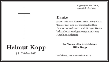Traueranzeige von Helmut Kopp von  Camberger Anzeiger