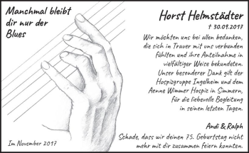 Traueranzeige von Horst Helmstädter von Trauerportal Rhein Main Presse