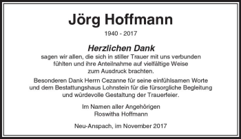 Traueranzeige von Jörg Hoffmann von  Usinger Anzeiger Traueranzeige von Jörg Hoffmann von  Usinger Anzeiger