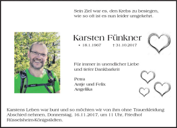 Traueranzeige von Karsten Fünkner von Trauerportal Rhein Main Presse