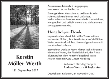 Traueranzeige von Kerstin Möller-Werth von  Kreisanzeiger