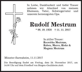 Traueranzeige von Rudolf Mestrum von Trauerportal Rhein Main Presse Traueranzeige von Rudolf Mestrum von Trauerportal Rhein Main Presse