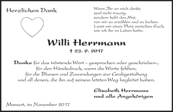 Traueranzeige von Willi Herrmann von Trauerportal Echo Online