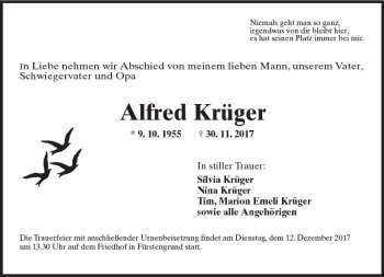 Traueranzeige von Alfred Krüger von Trauerportal Echo Online