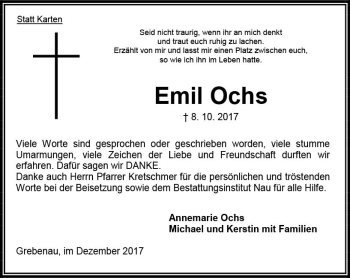 Traueranzeige von Emil Ochs von VRM Trauer