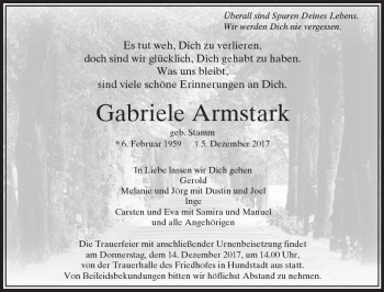 Traueranzeige von Gabriele Armstark von  Usinger Anzeiger
