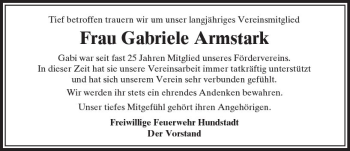 Traueranzeige von Gabriele Armstark von  Usinger Anzeiger