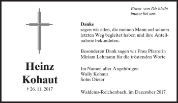 Traueranzeige von Heinz Kohaut von  Camberger Anzeiger