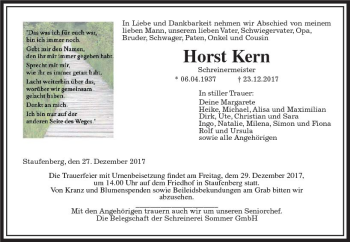 Traueranzeige von Horst Kern von  Gießener Anzeiger
