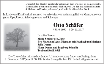 Traueranzeige von Otto Schäfer von  Gießener Anzeiger