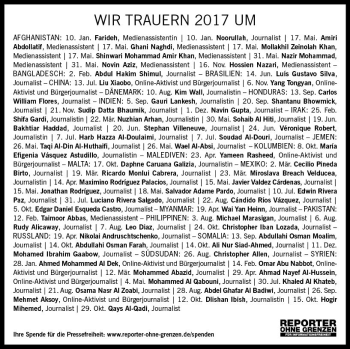 Traueranzeige von Reporter ohne Grenzen trauern um von  Usinger Anzeiger