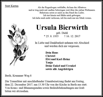 Traueranzeige von Ursula Bierwirth von VRM Trauer