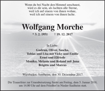 Traueranzeige von Wolfgang Morche von Trauerportal Rhein Main Presse