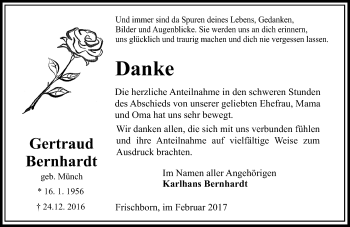 Traueranzeige von Gertraud Bernhardt von VRM Trauer