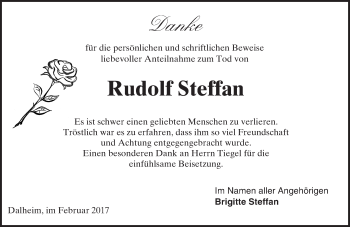 Traueranzeige von Rudolf Steffan von Trauerportal Rhein Main Presse