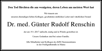 Traueranzeige von Günter Rudolf Renschin von Trauerportal Rhein Main Presse