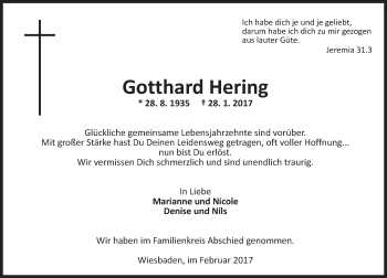 Traueranzeige von Gotthard Hering von Trauerportal Rhein Main Presse
