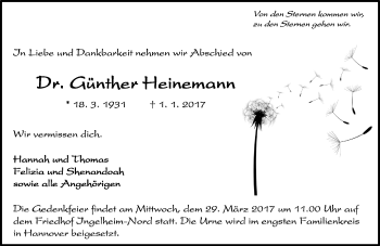 Traueranzeige von Günther Heinemann von Trauerportal Rhein Main Presse