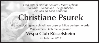 Traueranzeige von Christiane Psurek von Trauerportal Rhein Main Presse