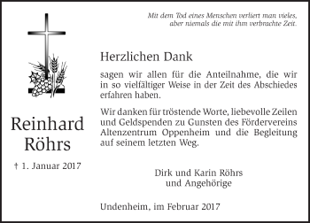 Traueranzeige von Reinhard Röhrs von Trauerportal Rhein Main Presse