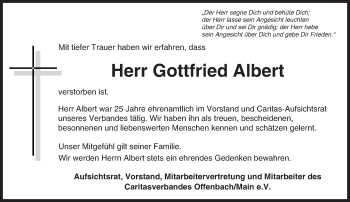 Traueranzeige von Gottfried Albert von Trauerportal Rhein Main Presse