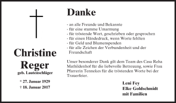 Traueranzeige von Christine Reger von Trauerportal Rhein Main Presse