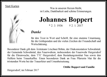 Traueranzeige von Johannes Boppert von VRM Trauer