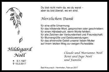 Traueranzeige von Hildegard Noel von Trauerportal Rhein Main Presse