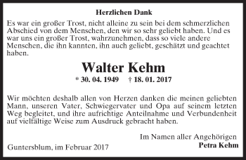 Traueranzeige von Walter Kehm von Trauerportal Rhein Main Presse