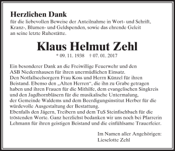 Traueranzeige von Klaus Helmut Zehl von  Camberger Anzeiger