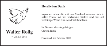 Traueranzeige von Walter Rolig von  Gießener Anzeiger