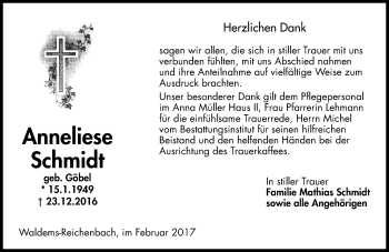Traueranzeige von Anneliese Schmidt von  Camberger Anzeiger