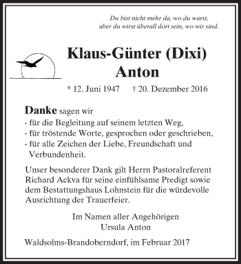 Traueranzeige von Klaus-Günter Anton von  Usinger Anzeiger