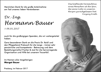 Traueranzeige von Hermann Bauer von Trauerportal Rhein Main Presse