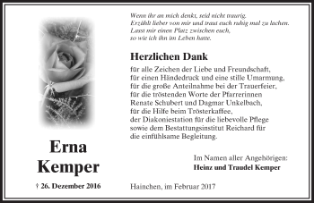 Traueranzeige von Erna Kemper von  Kreisanzeiger