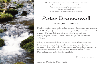 Traueranzeige von Peter Braunewell von Trauerportal Rhein Main Presse