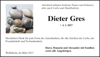 Traueranzeige von Dieter Gres von Trauerportal Rhein Main Presse