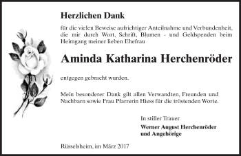 Traueranzeige von Aminda Katharina Herchenröder von Trauerportal Rhein Main Presse