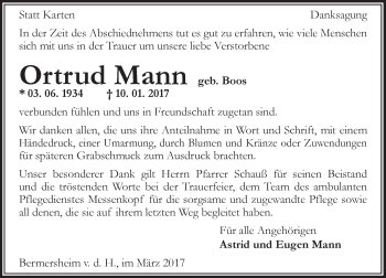 Traueranzeige von Ortrud Mann von Trauerportal Rhein Main Presse