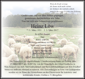 Traueranzeige von Heinz Löw von  Usinger Anzeiger