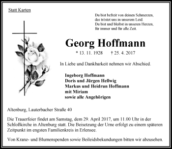 Traueranzeige von Georg Hoffmann von VRM Trauer