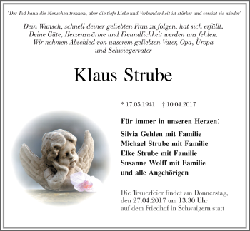 Traueranzeige von Klaus + Barbara Strube von Trauerportal Rhein Main Presse