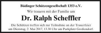 Traueranzeige von Ralph Scheffler von  Kreisanzeiger