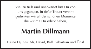 Traueranzeige von Martin Dillmann von Trauerportal Echo Online